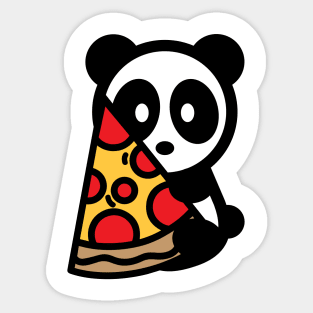Panda Pizza Bambu Brand Bear Food Snack Hungry Cute Animal Zoo Bamboo Grass Black White Sticker
